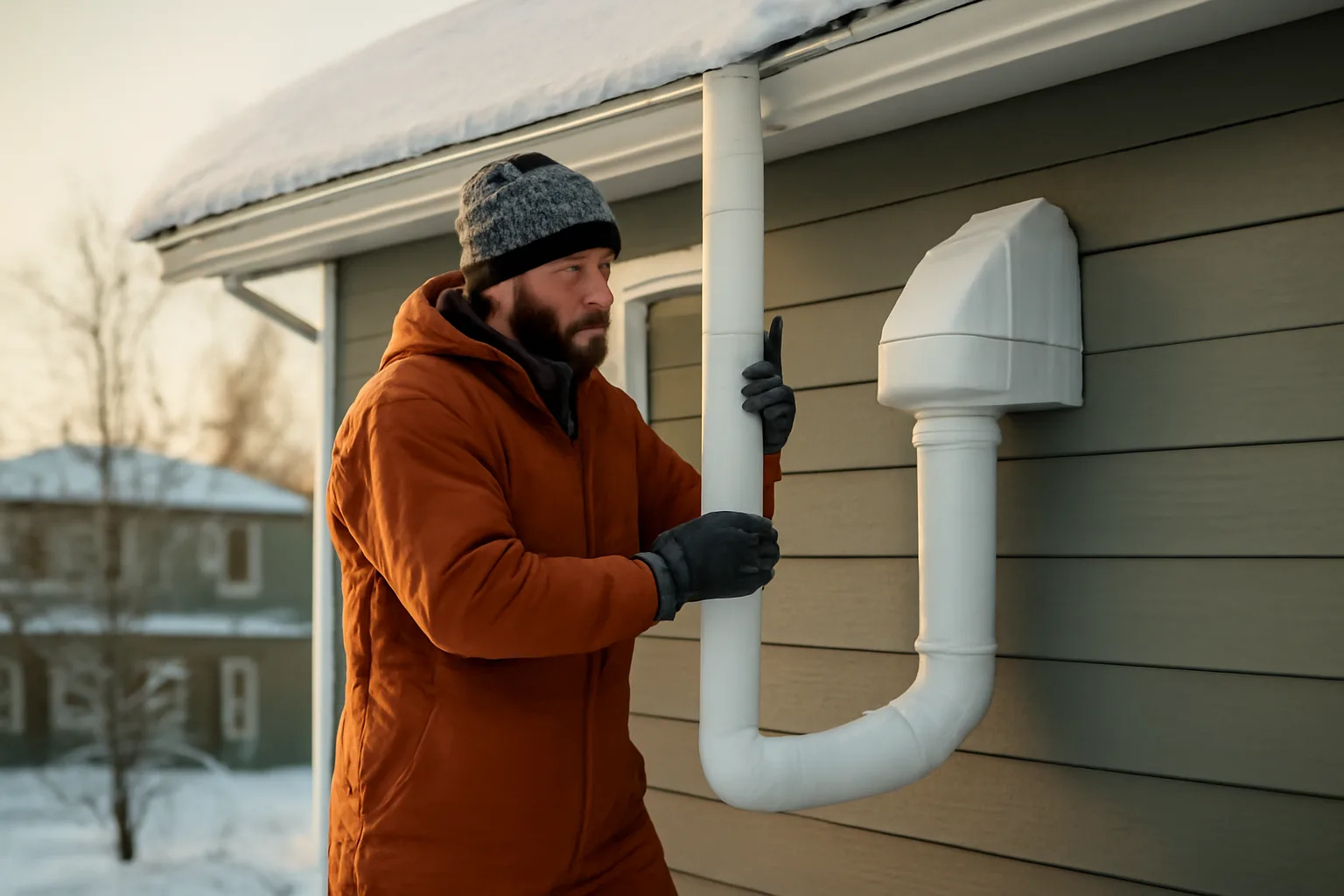 Radon mitigation system installation on an Alaskan house